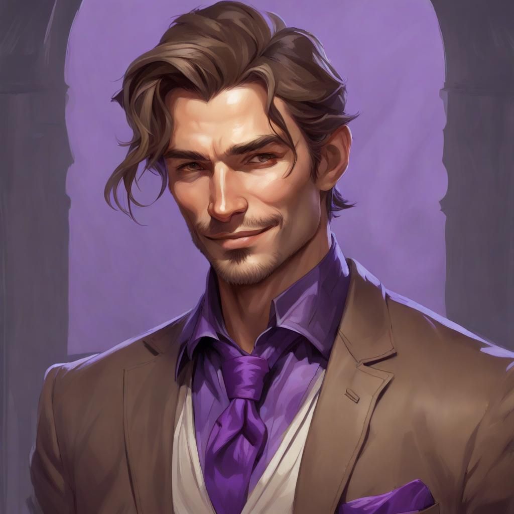 Handsome Man with Cocky Smile in Hyperdetailed Portrait