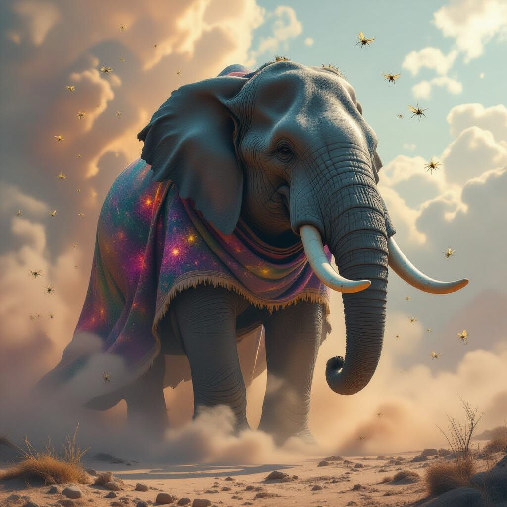 Nebula Elephant in Cosmic Dust Cloud