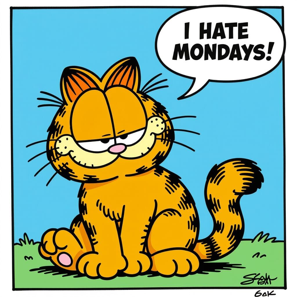 Garfield Declares His Dislike for Mondays