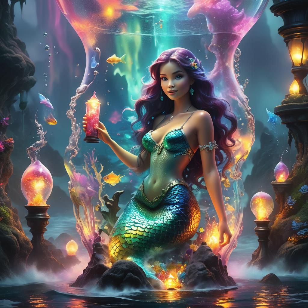Mermaid Trapped in Lava Lamp, Chromatic Surrealism