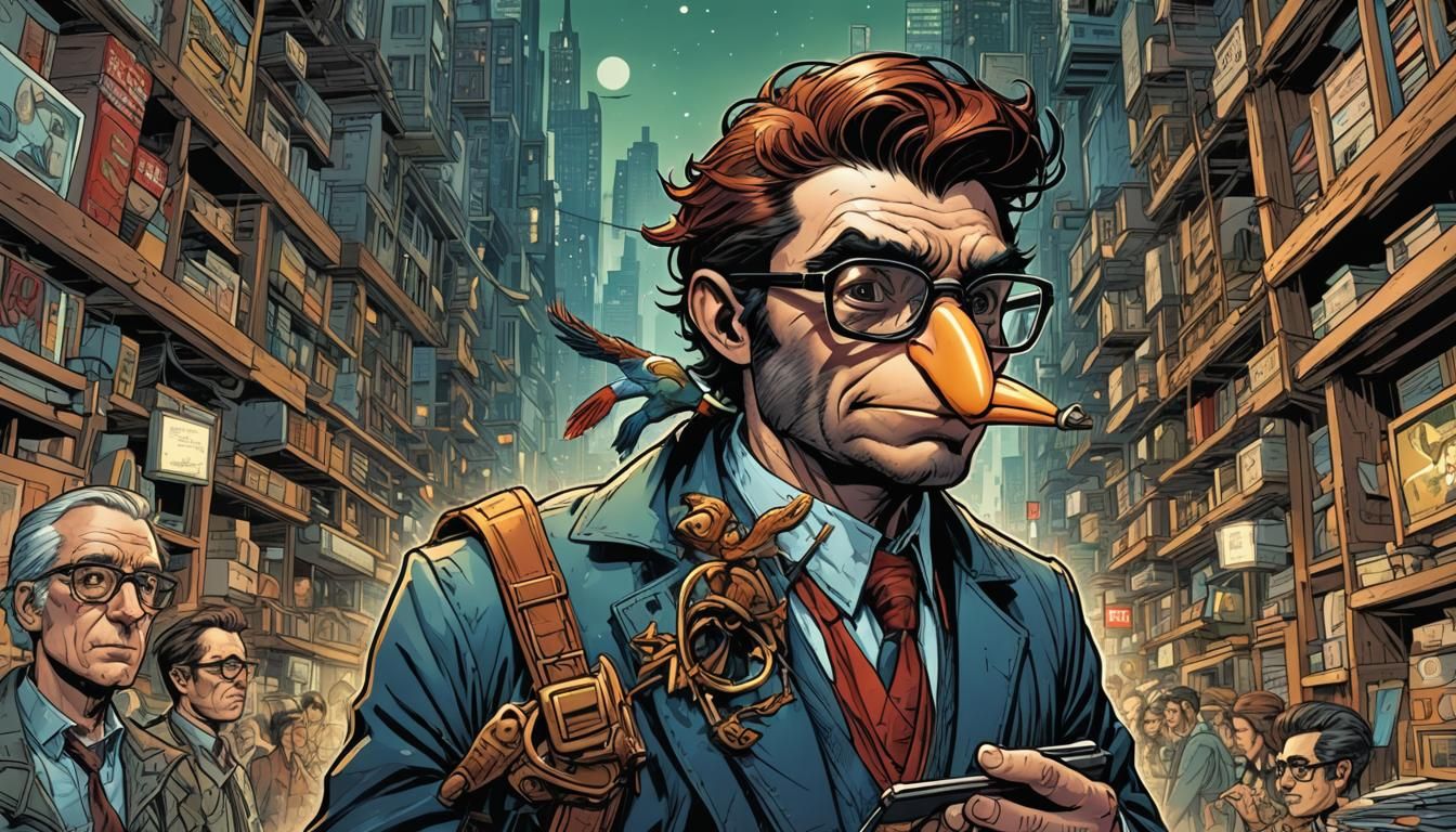 Woodpecker with Glasses in Comic Book Art