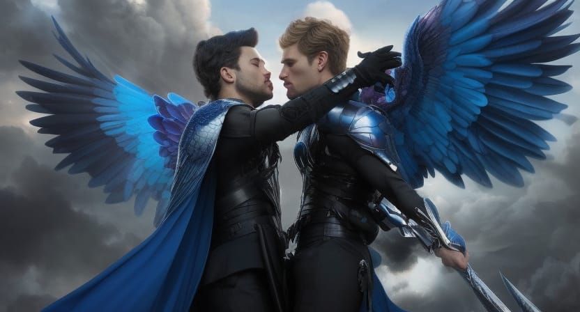 Celestial Kiss: Divine Lovers in Hyperrealistic Detail