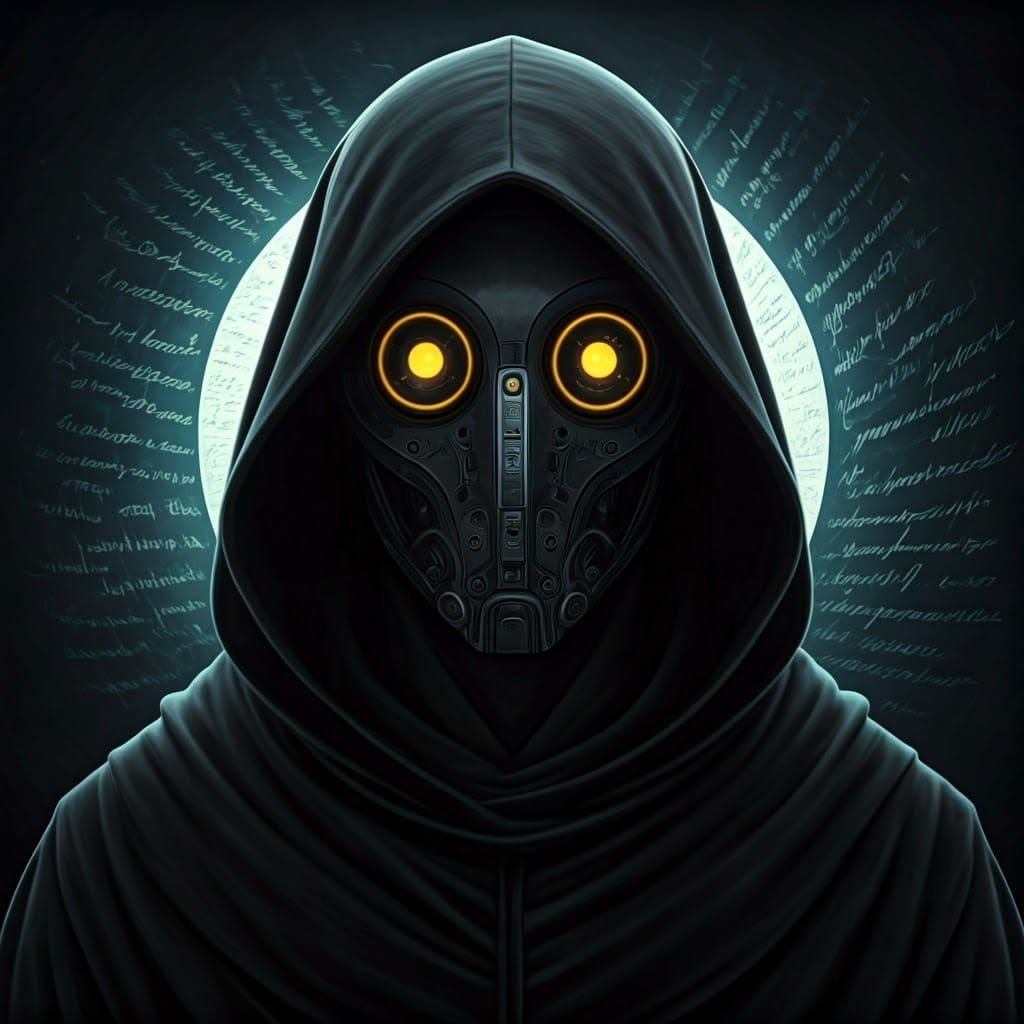 Writer in Mask: Artistic Profile in Moody Lighting