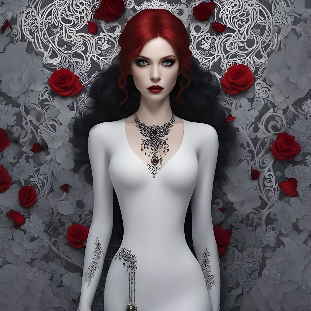 Beautiful Gothic Vampire Portrait in Mosaic Style