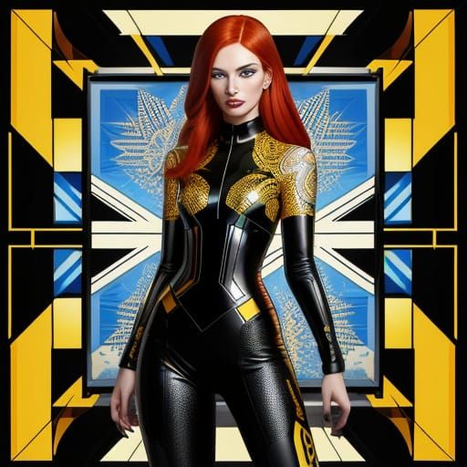 Ukrainian Redhead Supermodel in Transparent Leather