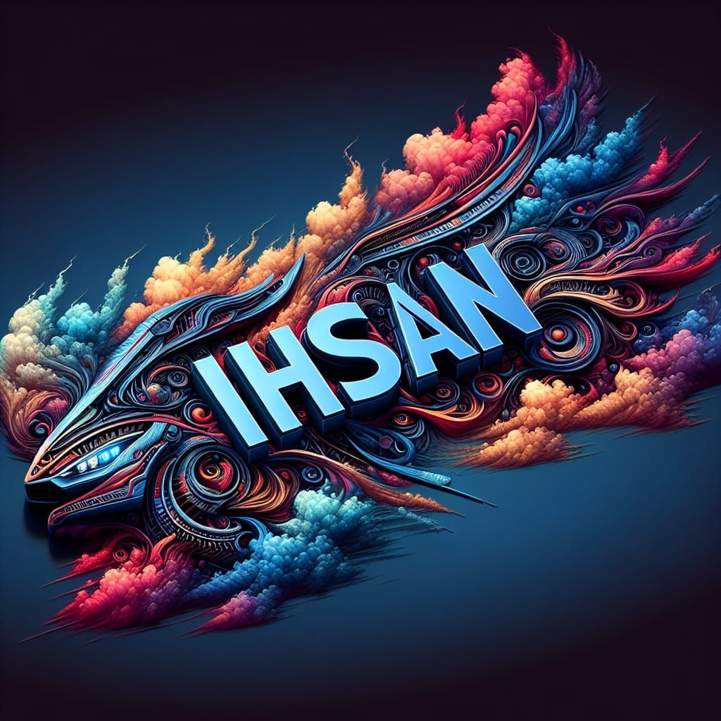 IHSAN Logo Design in Fantasy Matte Painting Style