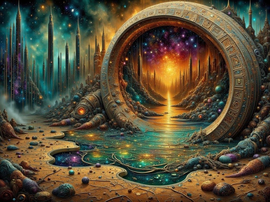 Surreal Fossil Structure with Intergalactic City