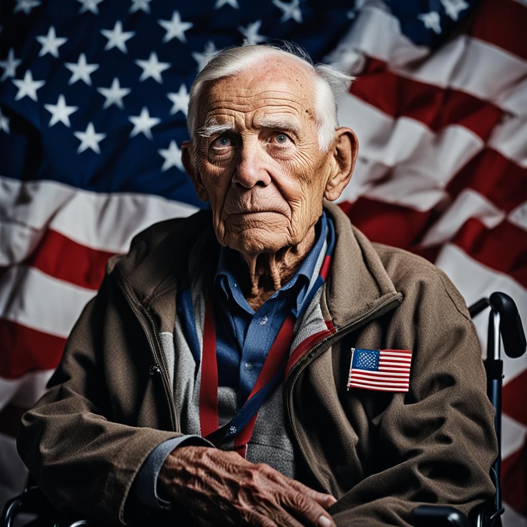 Veteran Portrait with American Flag in Background