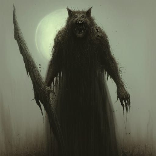 Gothic Horror Werewolf with Bloody Smile