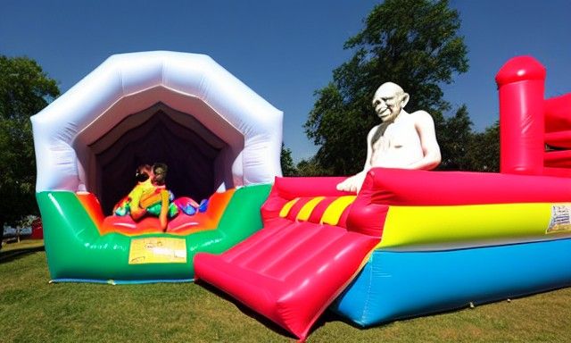 Gandhi Bouncing Happily in a Bouncy Castle