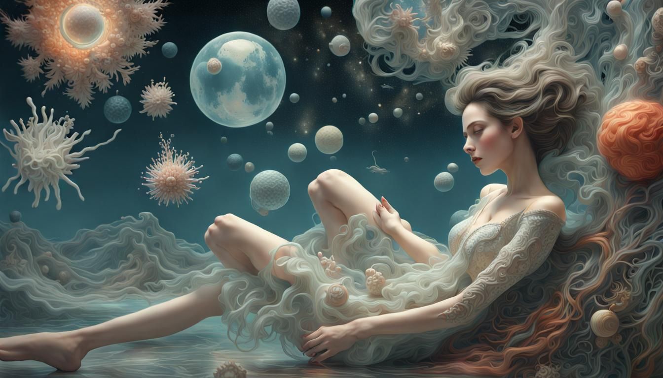 Eerie Fairytale: Figures Float in Glass Forest