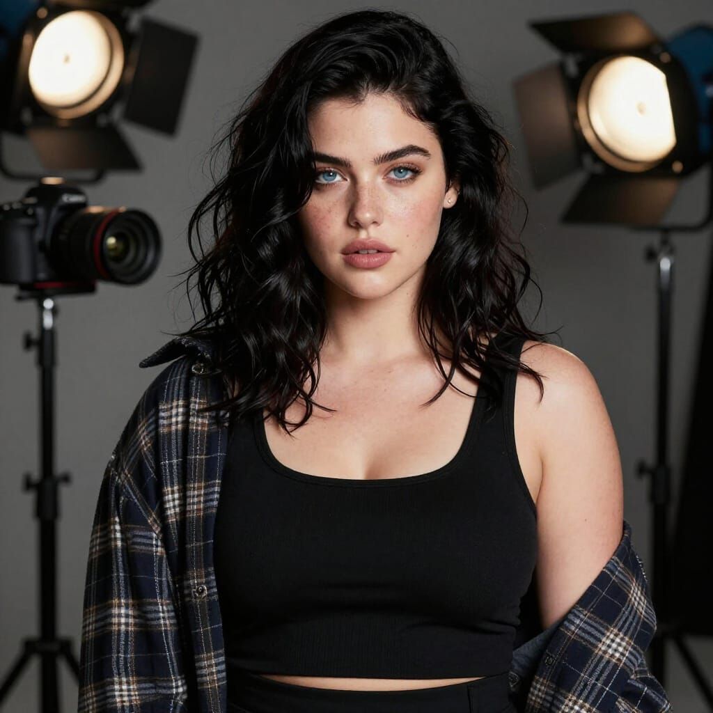 Scarlett: Gorgeous Portrait with Wavy Hair and Blue Eyes