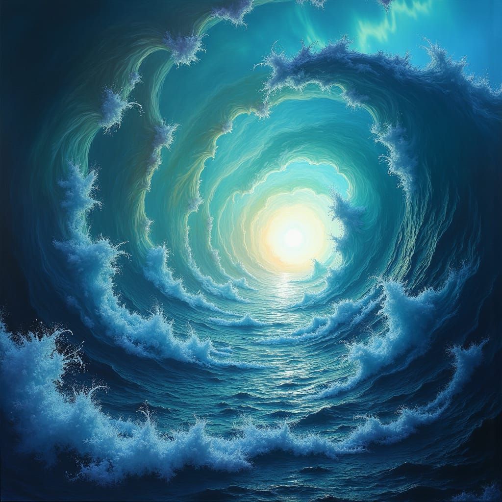 Cosmic Water Vortex: A Mythological Universe Unfolds