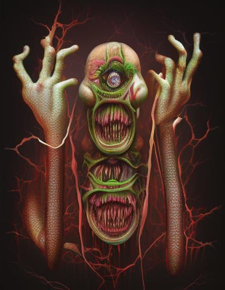 Horrific Mutant Insect Creature in Mutantcore Style