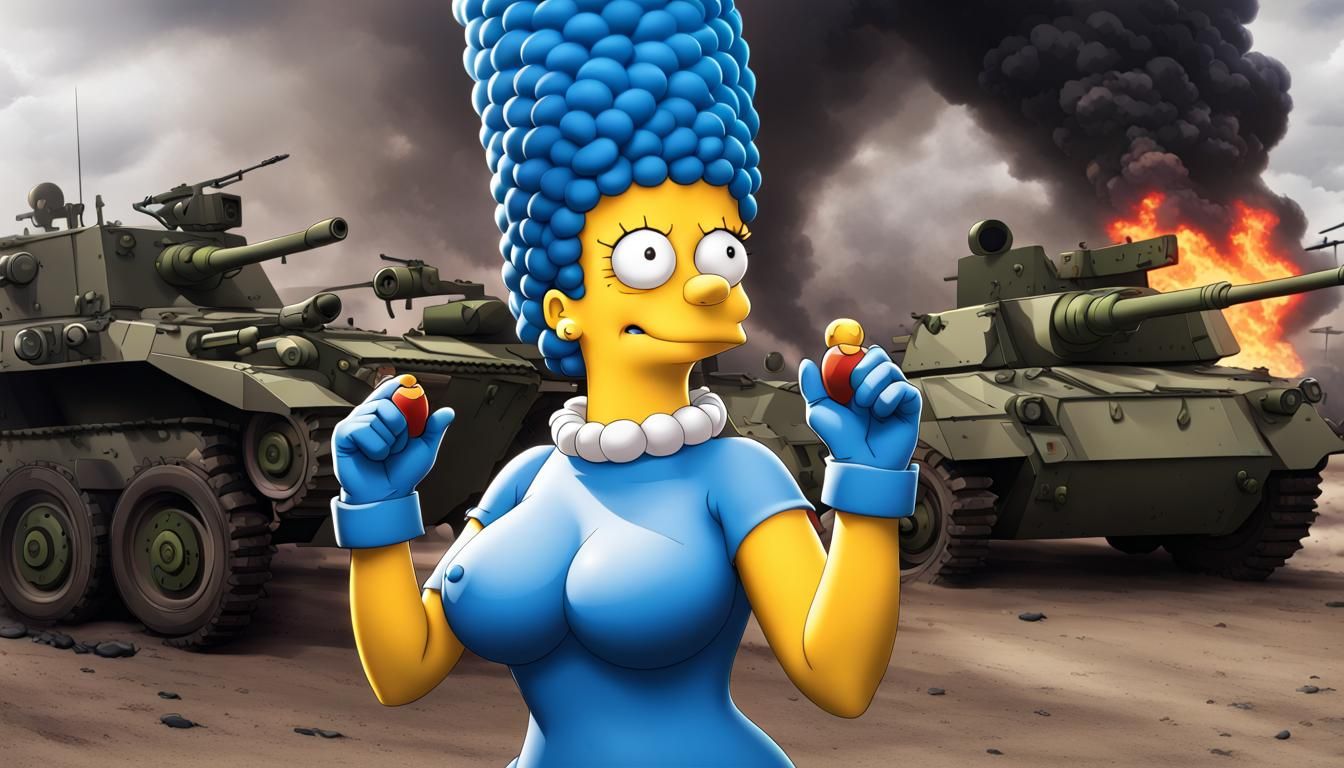 Marge Simpson as Anime Army Soldier in 8K