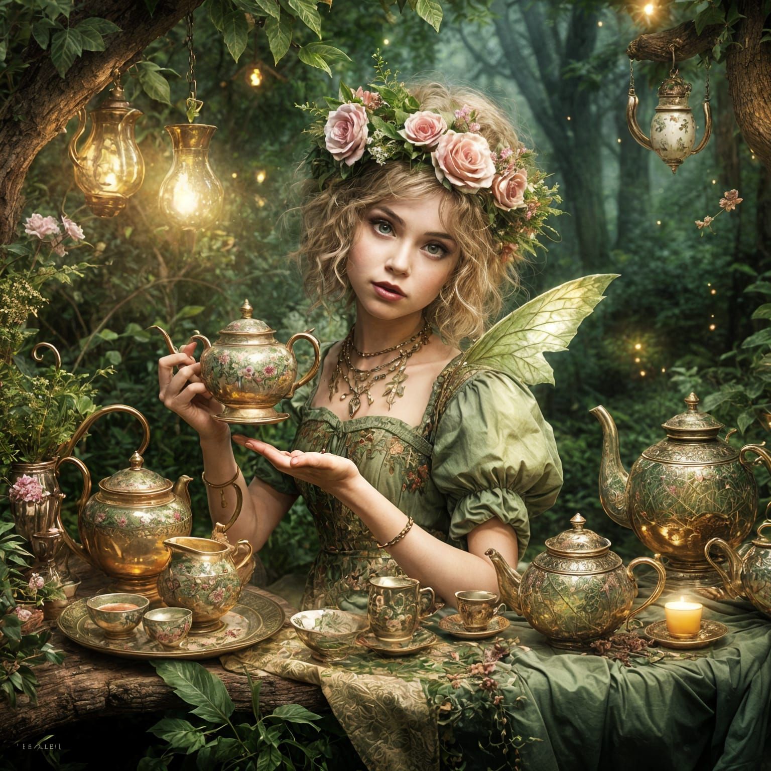 Cute Pixie Tea Party in the Woods