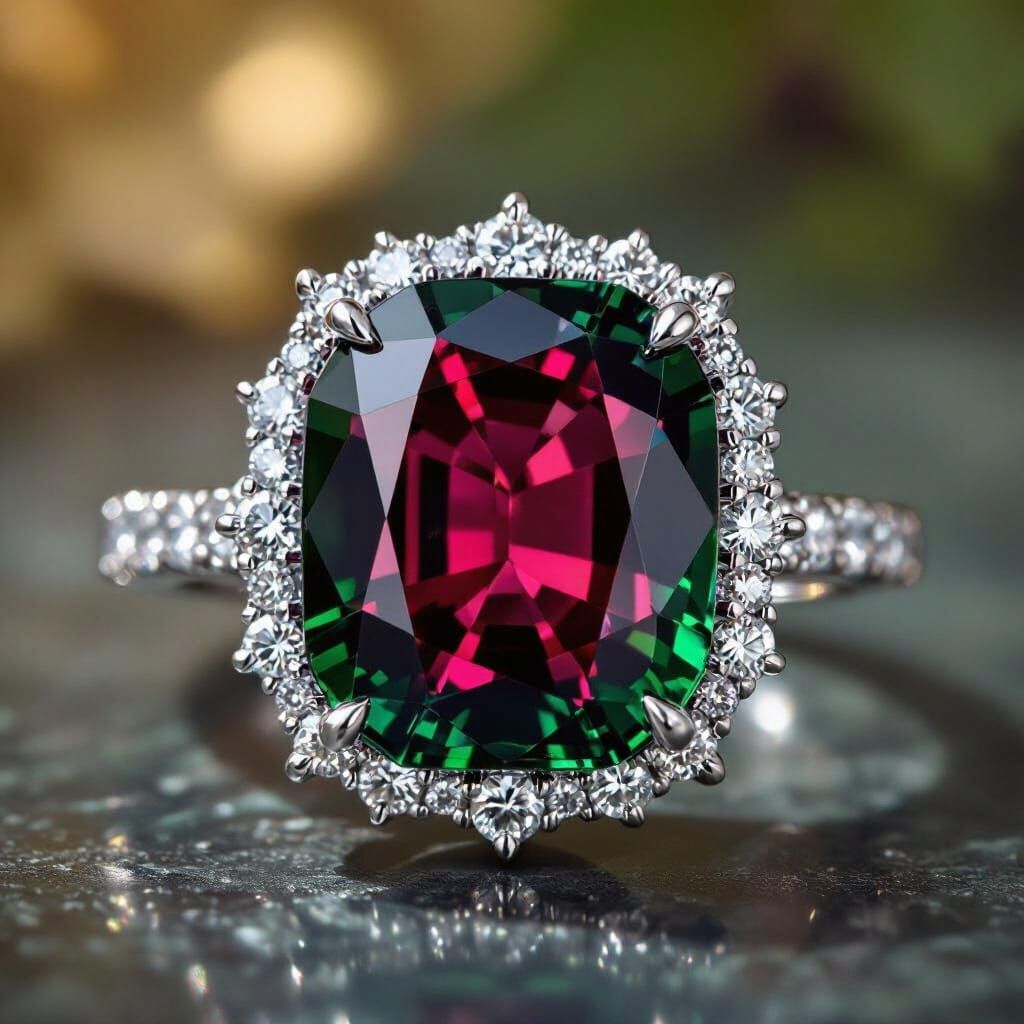 Hexagon Watermelon Tourmaline with Pear Diamond