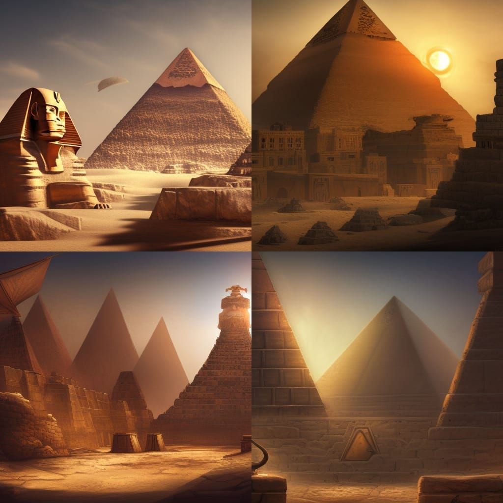 Steampunk Ancient Egypt Pyramid in Chiaroscuro