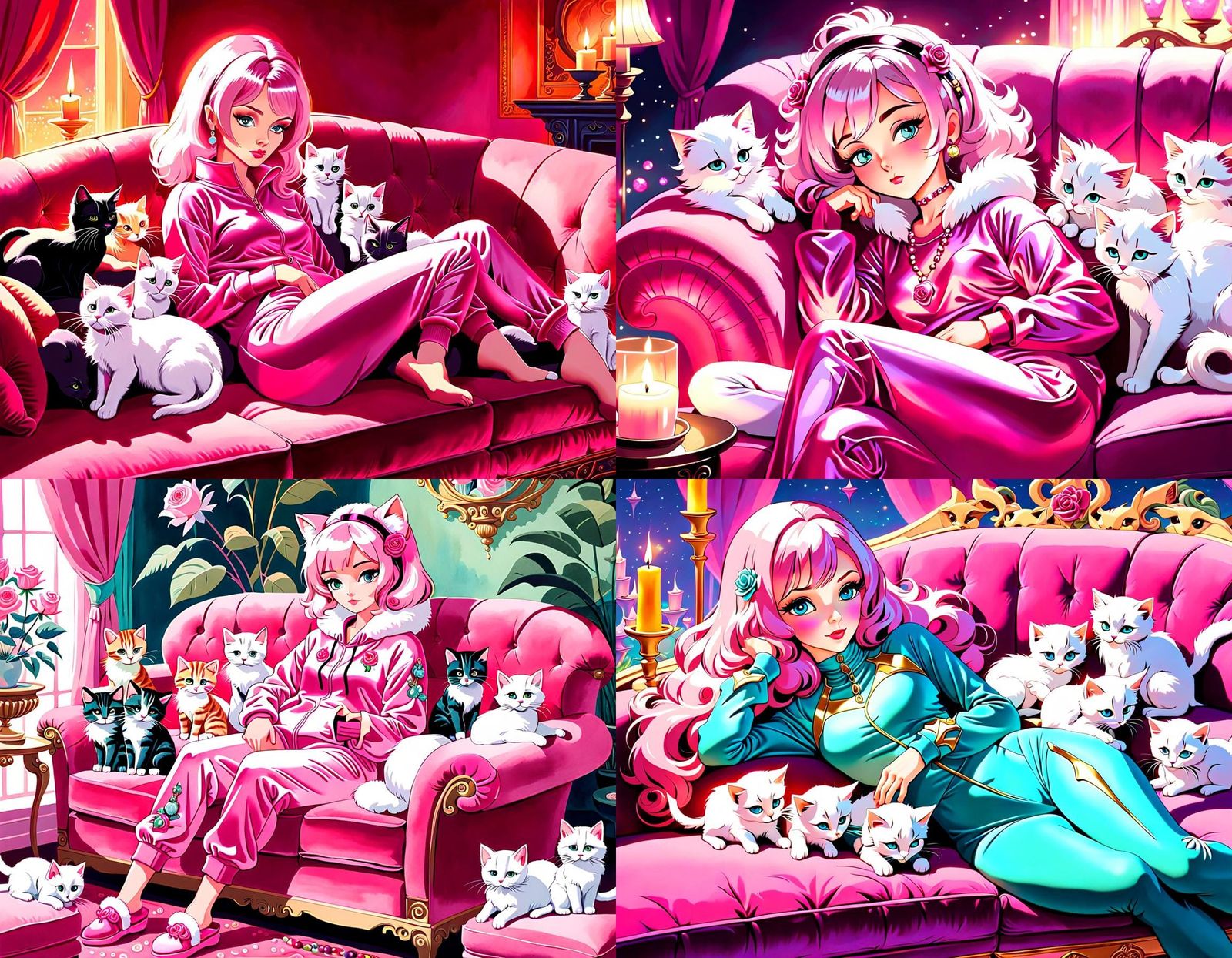 Kitten Sleepover with Enchantress in Post-Impressionist Styl...