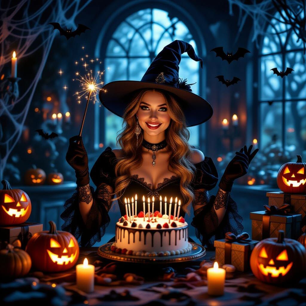 Young Witch's Spooky Birthday Party in Haunted Mansion