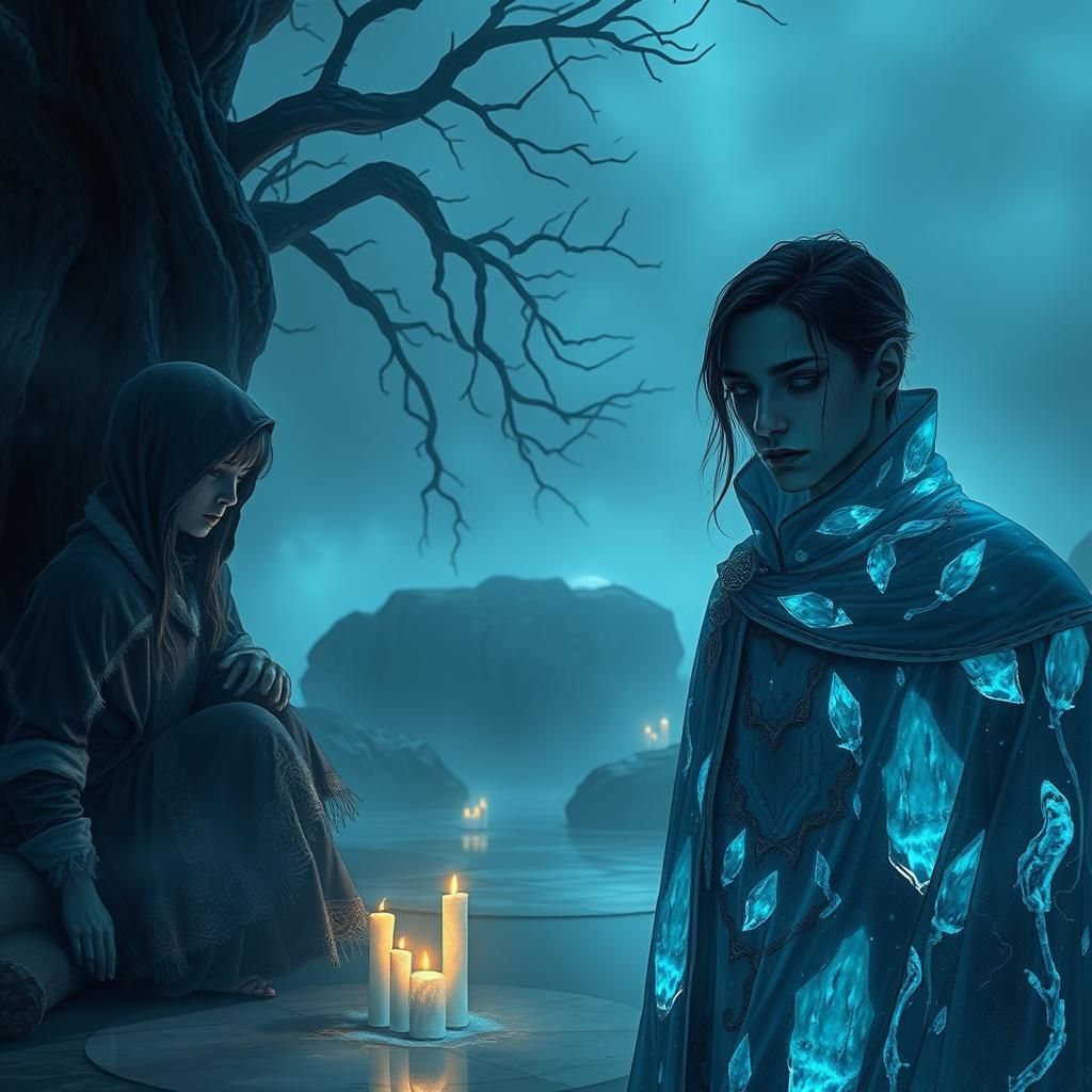 Melancholic Figures in a Mystical Frozen Realm