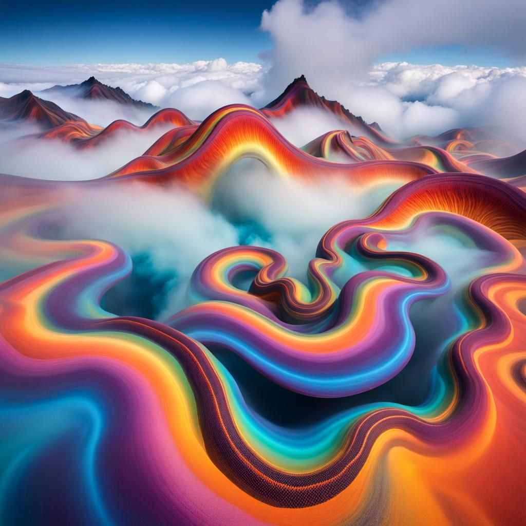 Colorful Non-Newtonian Fluid Lake With Boa Constrictor