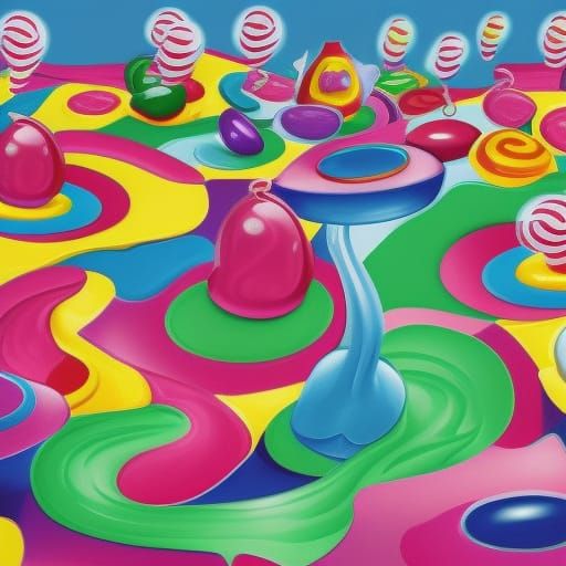 Colorful Whimsical Candy Land Digital Illustration