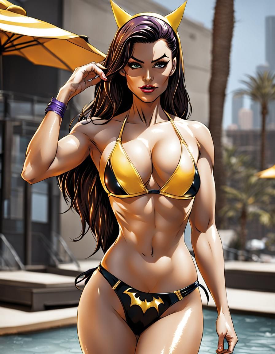 Batgirl in Bikini Comic Book Art