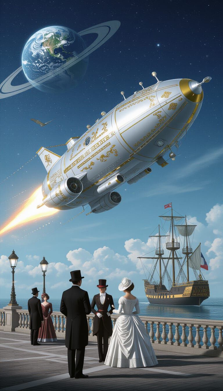 Steampunk Spaceship Launches from Victorian Planet