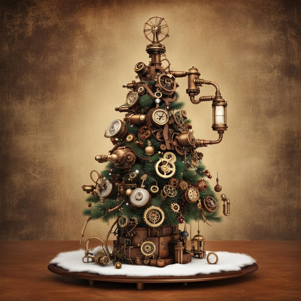 Steampunk Christmas Tree with Victorian Ornaments