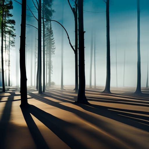 Surreal Landscape with Long Shadows, Hyperrealist Painting