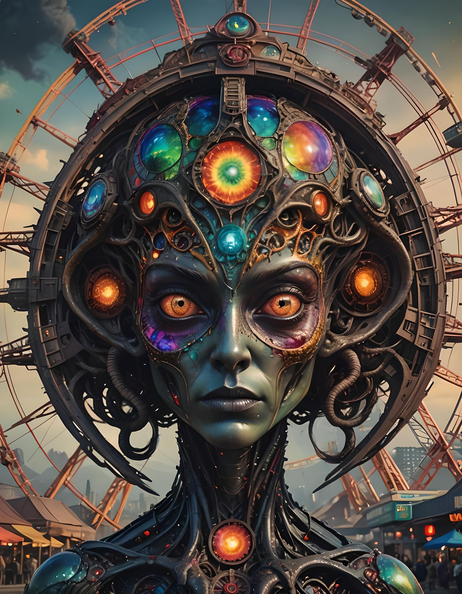 Alien Woman Gazes at Earth's Core