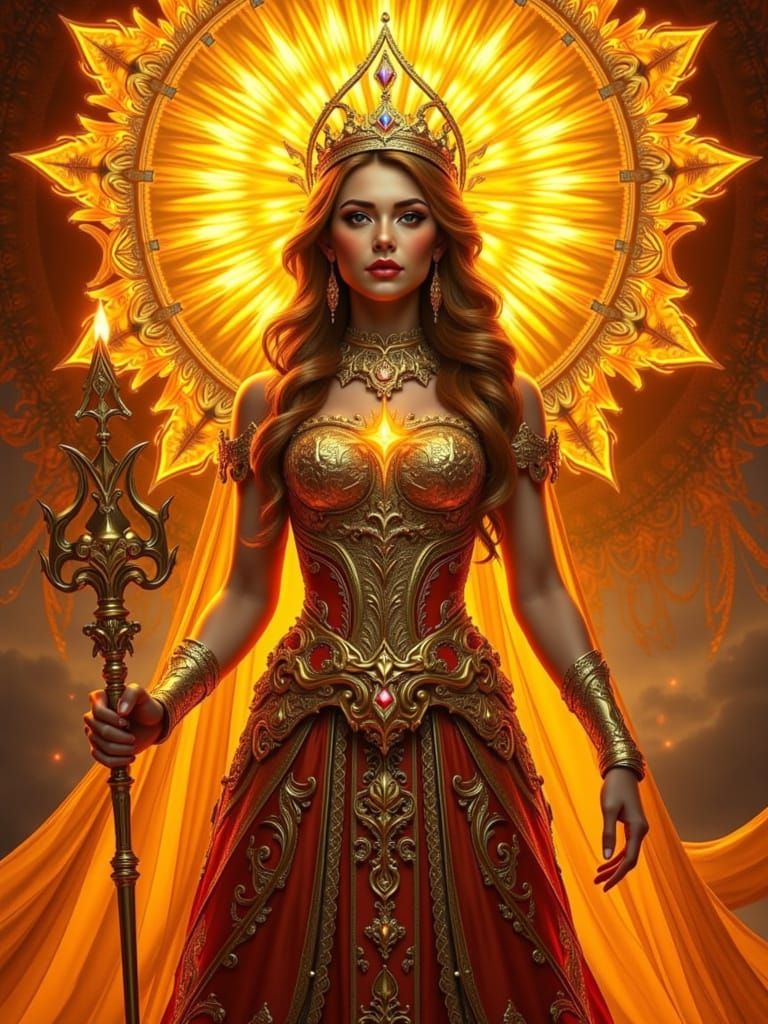 Majestic Sun Empress in Art Nouveau Style