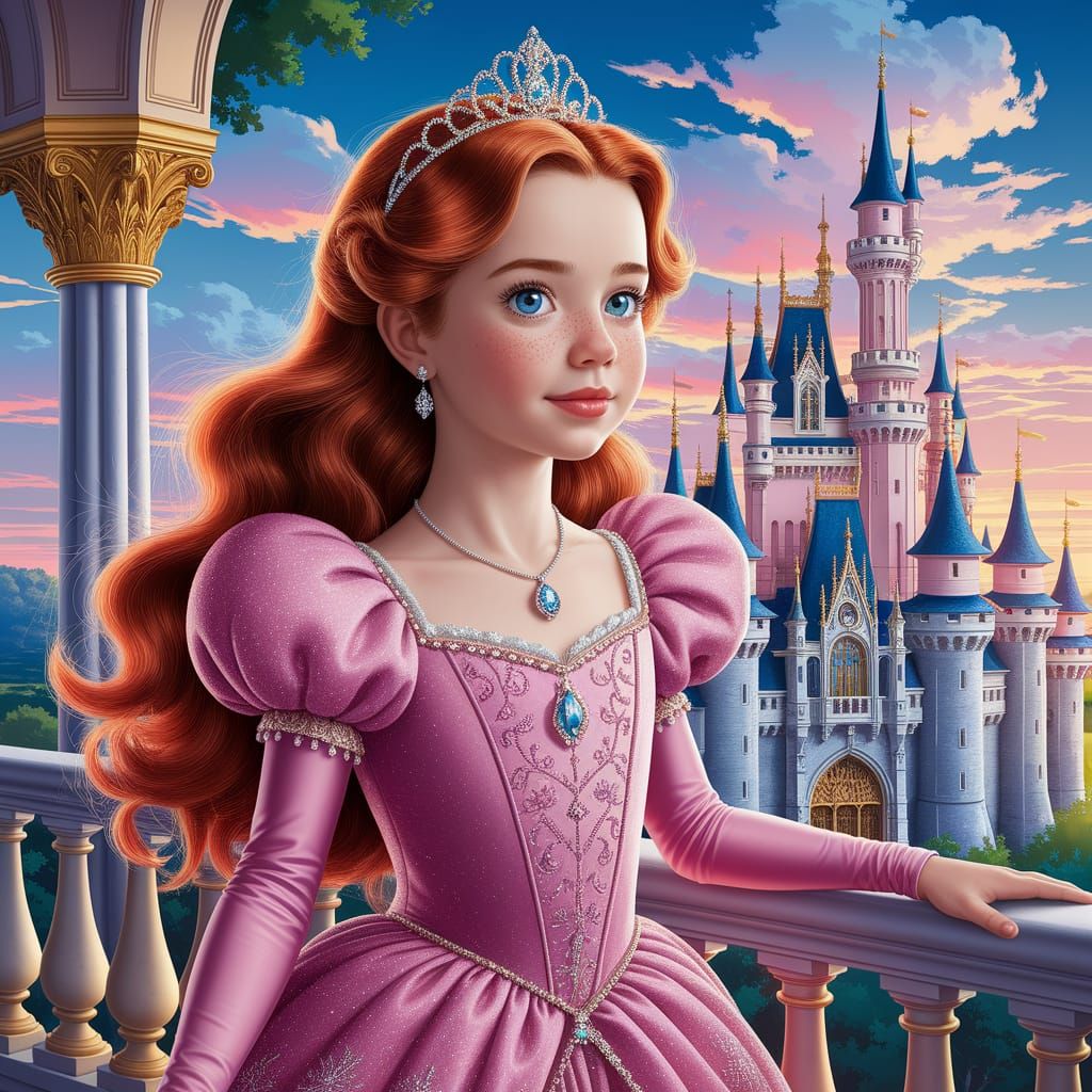 Enchanting Princess Portrait in Vibrant Triadic Colors