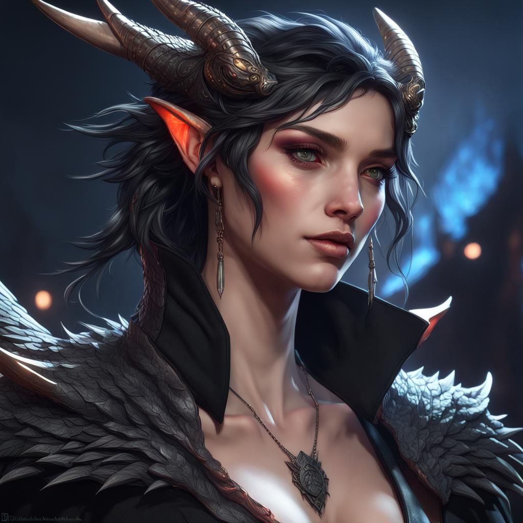 Night Dragon Portrait in Detailed Digital Art
