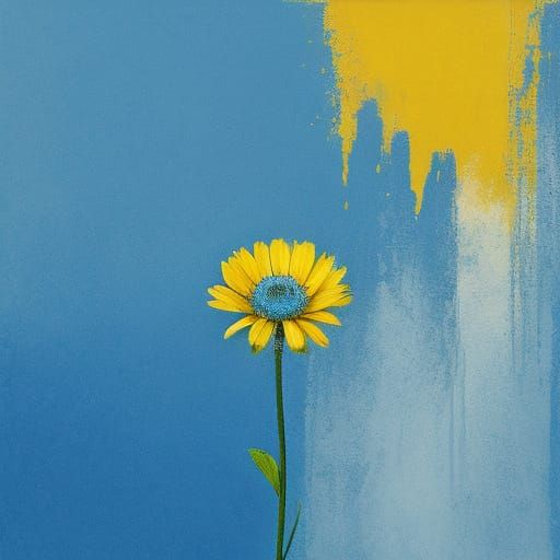 Abstract Blue and Yellow Composition