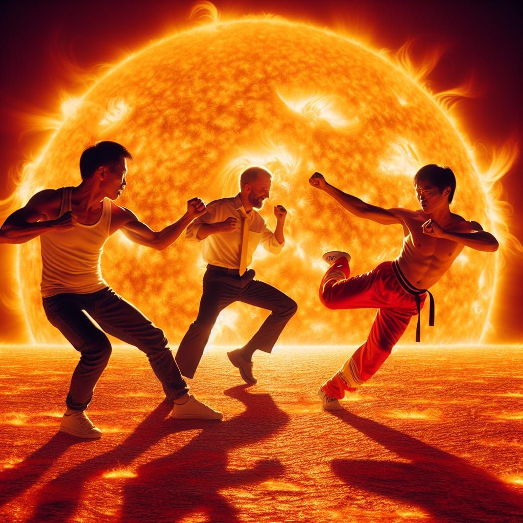 Jackie Chan, Norris, and Gandhi Kung Fu Fighting on Sun