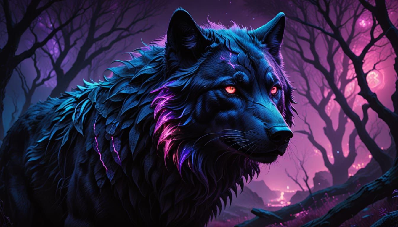 Mythical Wolf Close-Up in Dark Fantasy Art