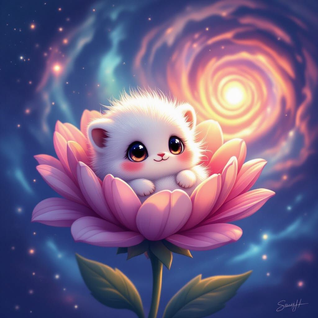 Cosmic Creature in Starlight Flower Digital Art