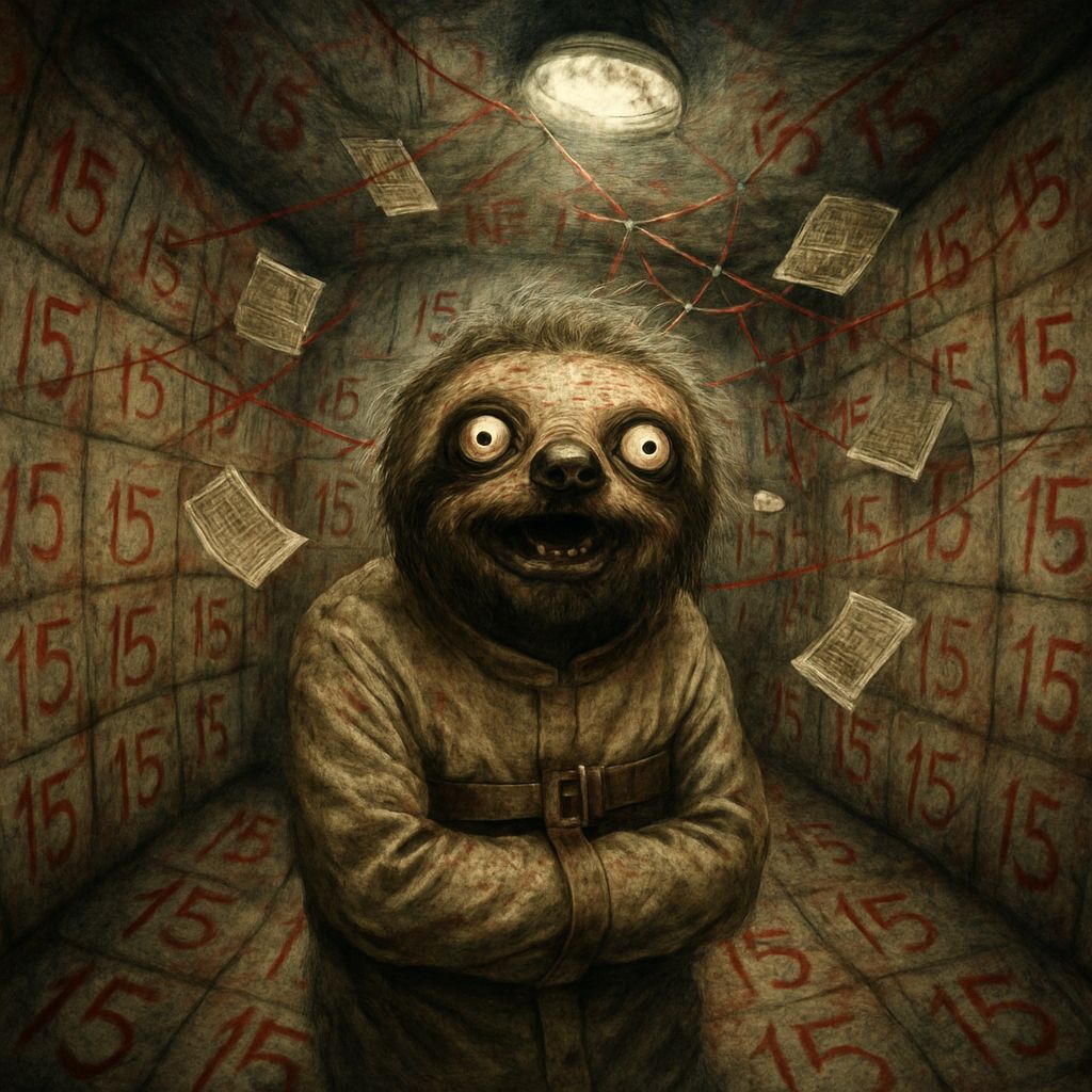 Deranged Sloth in Asylum: Surreal Horror Scene
