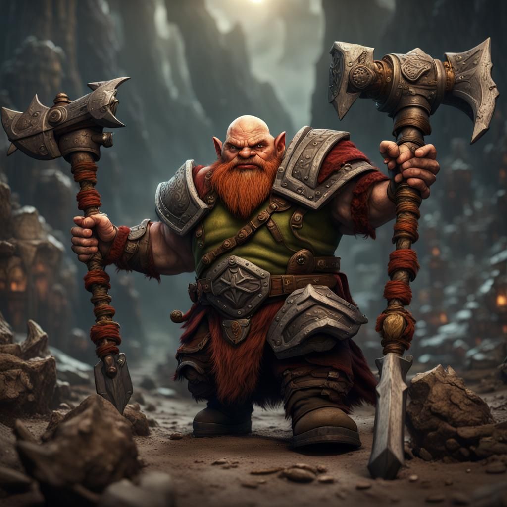 Dwarf Warrior in Orc Battle: Fantasy Concept Art