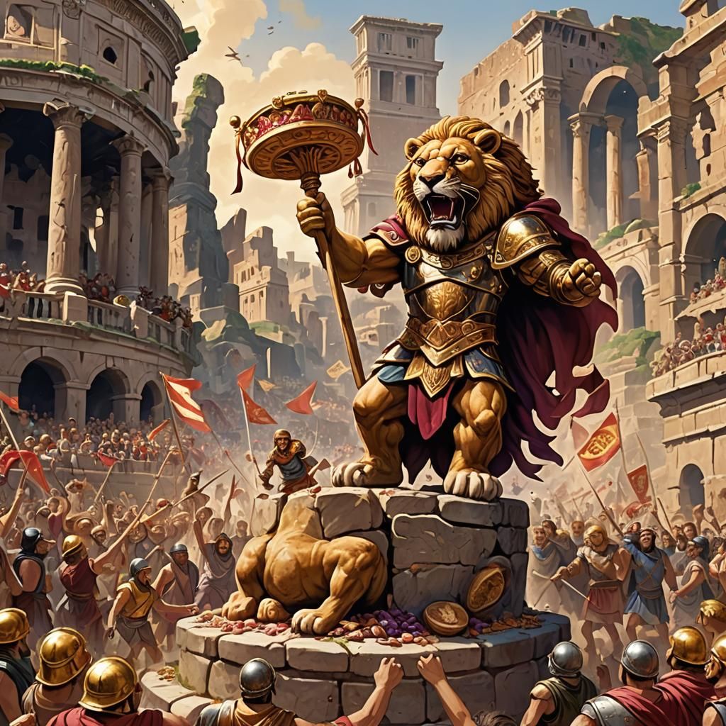 Peanut Butter Jelly Hero Battles Lion in Colosseum