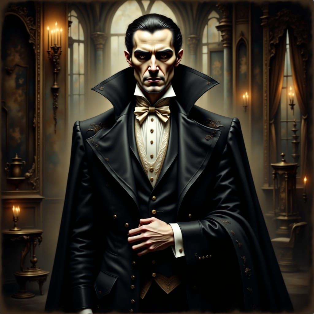 Count Dracula in Baroque Castle Chamber