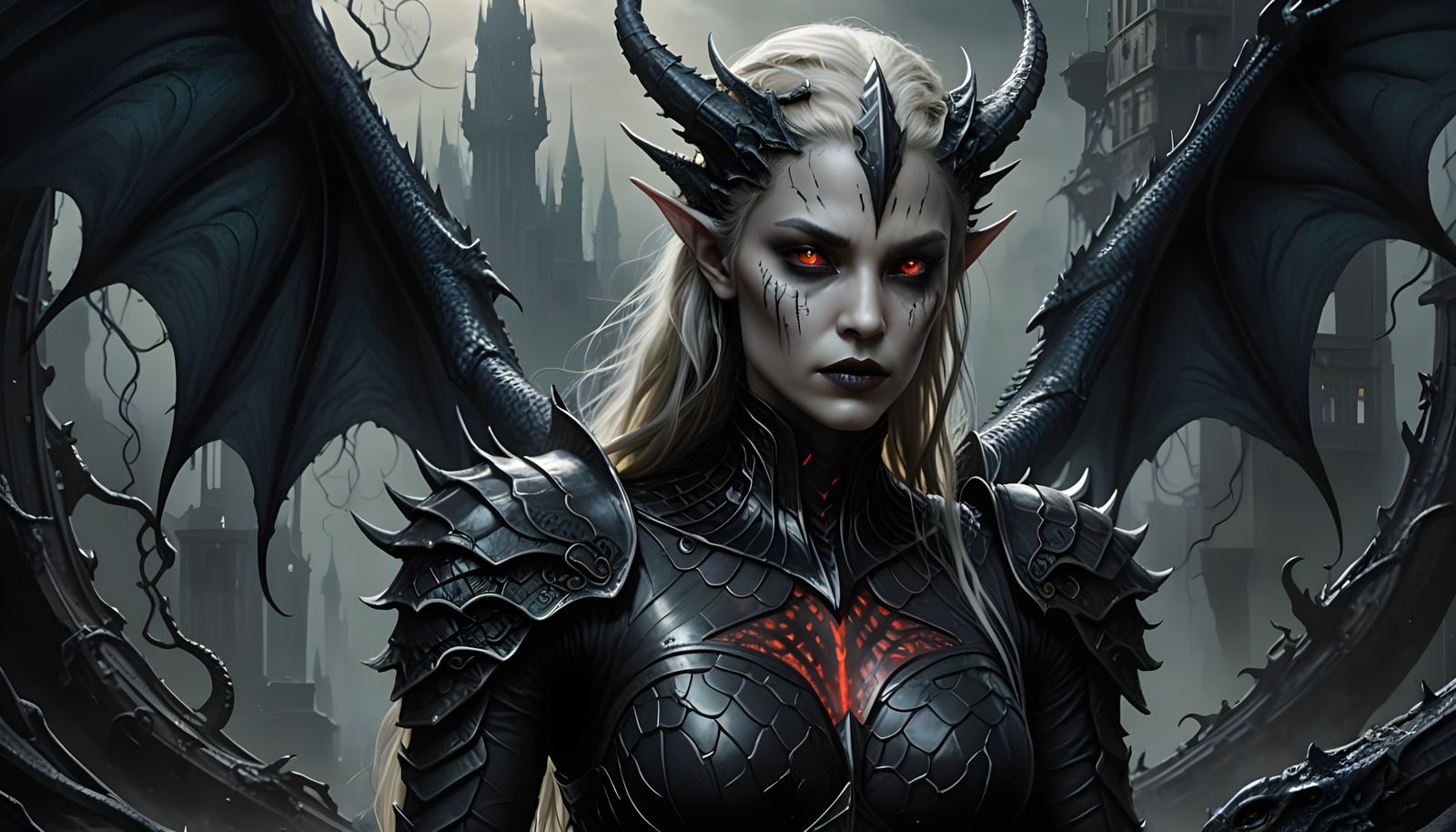 Mystical Dragon Seductress in Dark Science Fantasy