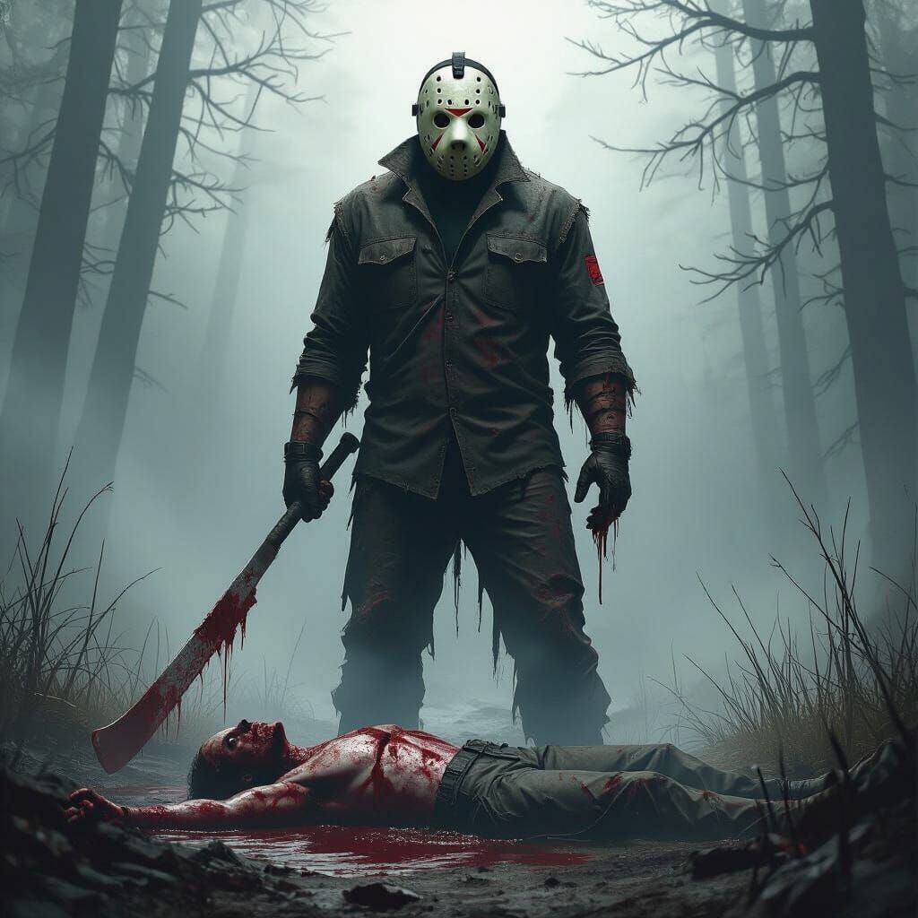 Jason Voorhees in Crystal Lake Horror Scene