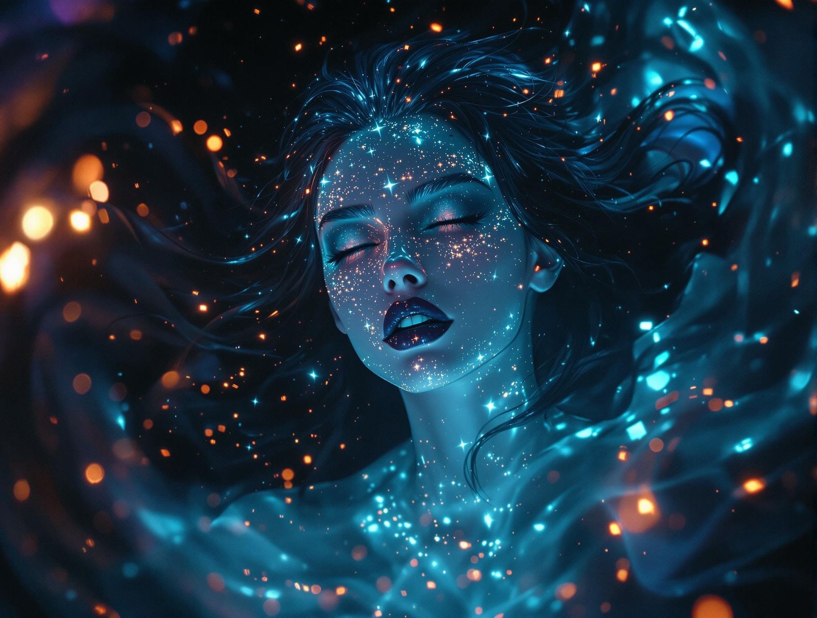 Dark Energy Vampire Banshee Queen in Swirling Dark Matter Ha...