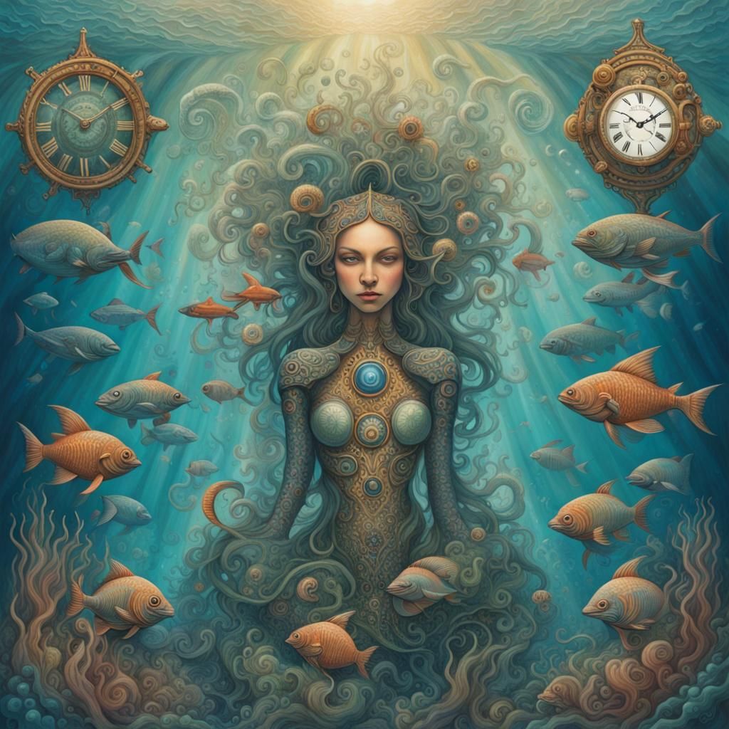 Clockpunk Oceanscape with Aquatic Life