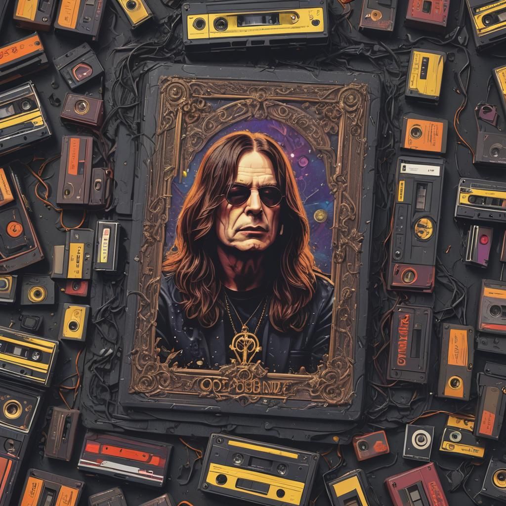 Ozzy Osbourne Cassette Tape Art in Detailed Matte Painting