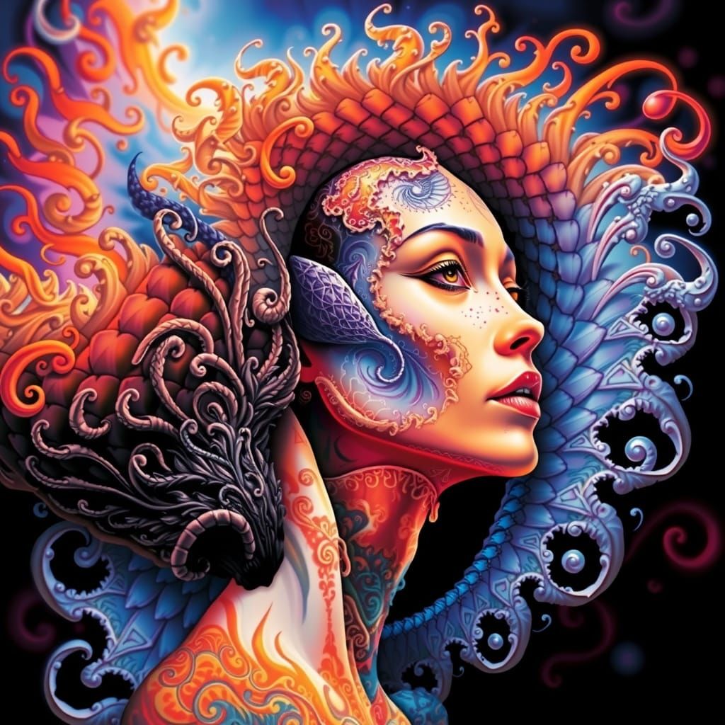 Dark, Mystical Creature in Quantum Fractal Abyss