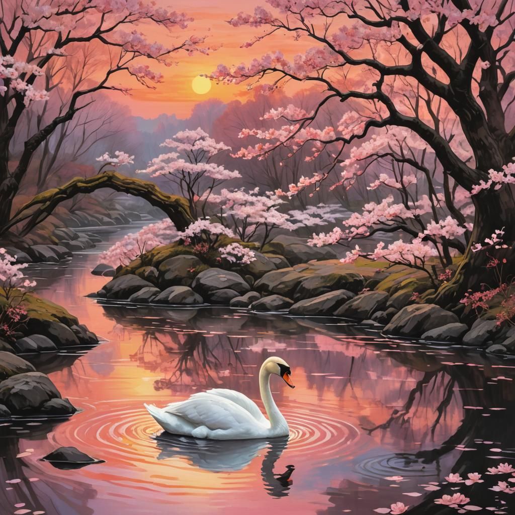 Swan at Sunset